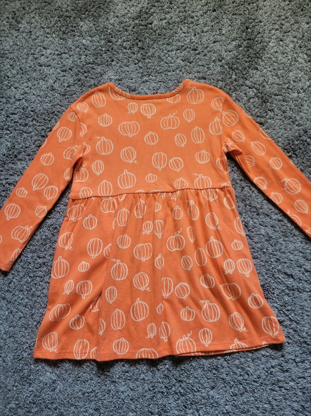 Cat & Jack Orange Pumpkin Print Long Sleeve Dress With Pockets Size 4/5T